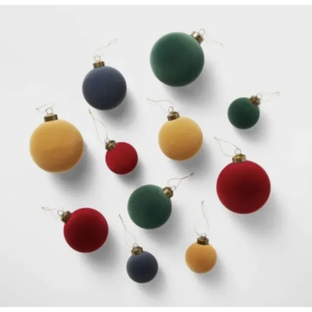 Threshold Studio McGee 11 Ornaments Velvet Red Green Tan Christmas